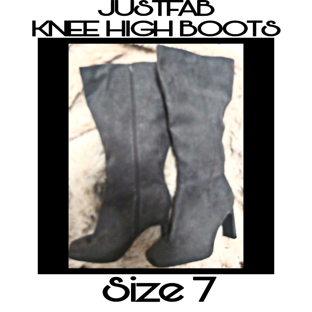 NWOT JUSTFAB FAUX SUEDE KNEE HIGH BOOTS